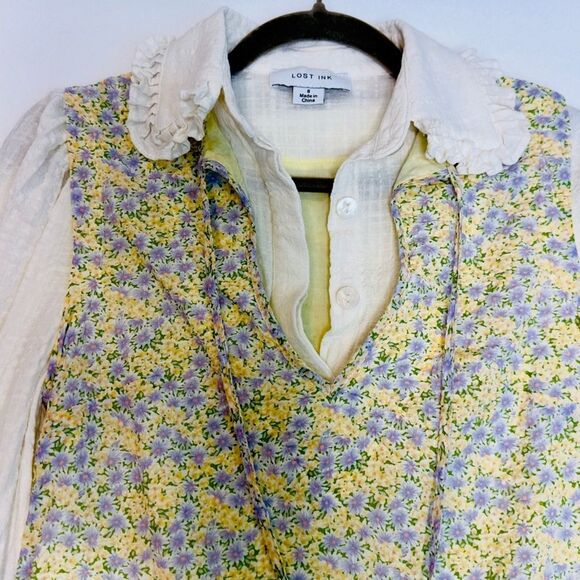 Lost Ink floral mini retro dress from ASOS size 8 pastel cotton puff sleeves - Picture 8 of 15